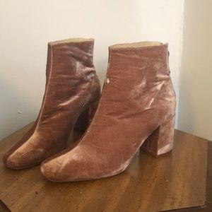 Zara pink velvet heeled booties sz 41